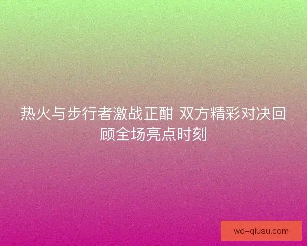 热火与步行者激战正酣 双方精彩对决回顾全场亮点时刻